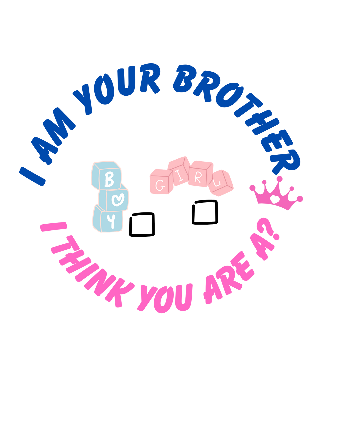 Gender Reveal T-Shirt for Boys – 'I Am Your Brother, I Think You Are a Boy or Girl'