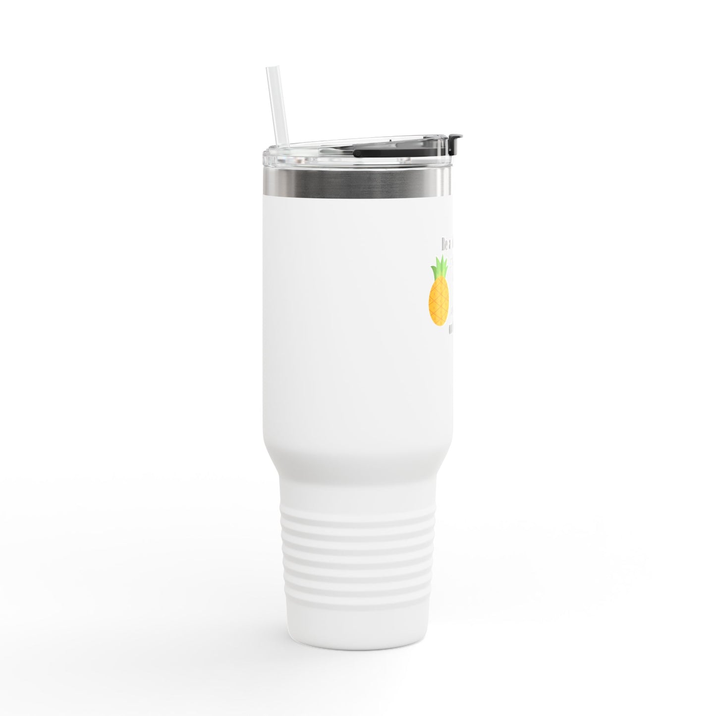 Pineapple Insulated Travel Mug, White Tumbler, Be Sweet and Wear a Crown, 40oz Cup, Tropical Drinkware, Fruit Theme Gift