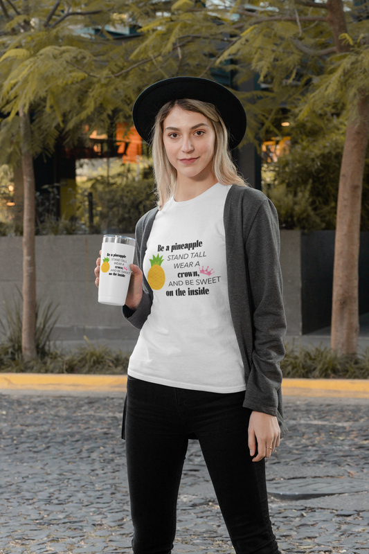 Women's V-Neck Pineapple T-Shirt – Be a Pineapple, Wear a Crown Tee